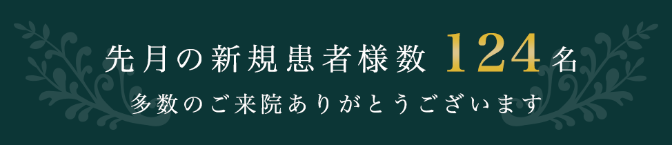 先月の新規患者様数 124名 多数のご来院ありがとうございます