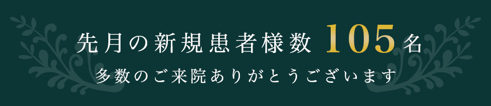 先月の新規患者様数 105名 多数のご来院ありがとうございます